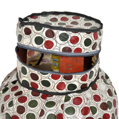 Heart Home Circle Design PVC Lpg Gas Cylinder Cover- Pack of 2 (Maroon & Cream)-HS43HEARTH25615
