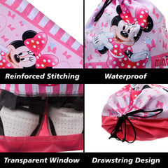 Heart Home Disney Minnie Shoe Cover | Travel Shoe Storage Bags | Polyester Storage Bag | Drawstring Shoe Cover | Shoe Organizer with Clear window | Pack of 6 | Pink