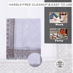 Kuber Industries Dining Table Cover | PVC Table Cover | Brown Embossed Lace Floral Table Cover | Table Protector | Table Cover for Dining Table | 60x90 | Transparent