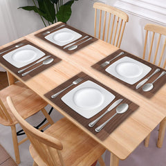 Heart Home Reversible Non-Slip Wipe Clean Heat Resistant PVC Placemats for Dining Table, Set of 6 (Brown)-50HH01319