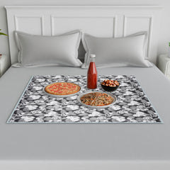 Heart Home Food Mat | Bedsheet Protector for Home | Bed Server Food Mat | Bed Server Mat | Rexine Flower Mattress Protector for Home | Food Mat for Kids | Gray