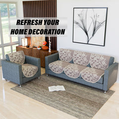 Heart Home Sofa Cover Set|5-Seater Couch Cover|Cotton Sofa Slip Cover Set|Sofa Slipcover Set|Sofa Cover for Living Room|S-22 Flower Sofa Cover Set| Maroon