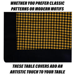 Heart Home Dining Table Cover | Cotton Table Cloth Cover | 8 Seater Table Cloth | Barik Check Table Cover | Table Protector | Table Cover for Dining Table | 60x108 Inch | DTC | Yellow