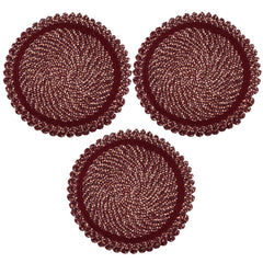 Kuber Industries Door Mat | Round Shape Feather Door Mat | Cotton Reversible Mat | Door Mat for Kitchen | Door Mat for Home | 20 Inch | Large | Pack of 3 | Maroon