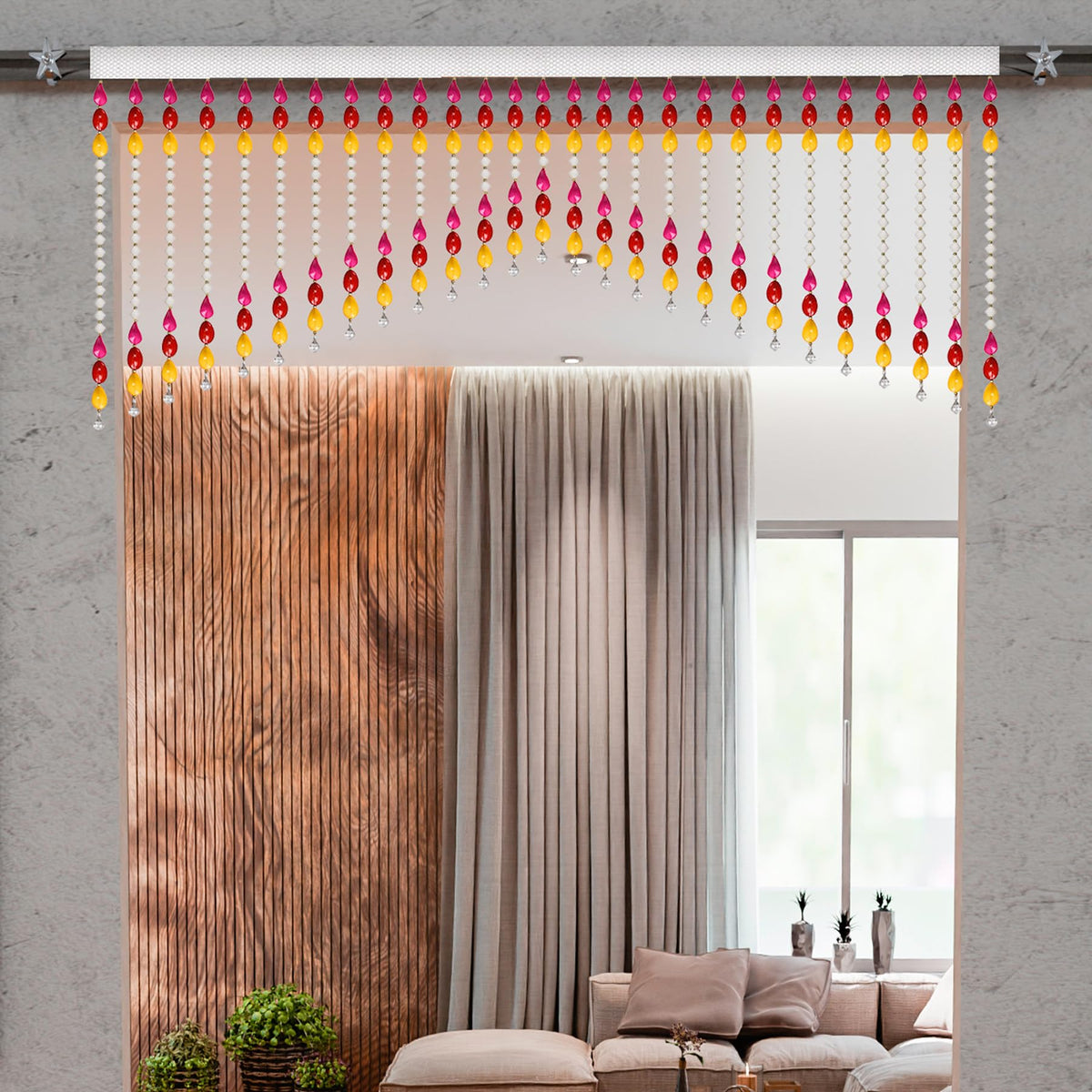 Heart Home Toran | Beads Bandarwal Toran | Bandarwal for Home Décor | Diwali Door Toran | Wall Hanging Bandarwal for Pooja Room | Multi Chips Toran | White