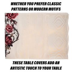 Heart Home Center Table Cover | Cotton Table Cloth Cover | 4-Seater Table Cloth | Glory Table Cover | Table Protector | Table Cover for Center Table | 40x60 Inch | CTC | Cream & Pink