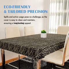 Heart Home Dining Table Cover | PVC Table Cloth Cover | 6-Seater Table Cloth | Table Protector Cover | Table Cover for Dining Table | Zig-Zag Table Cover | 60x90 Inch | DTC | Brown