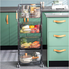 Kuber Industries Pack of 6 Multipurpose Trolley Storage Organiser | 3 Layer Shelf | Trolley with Wheels for Kitchen Accessories | Large Capacity, Easy installation, Space Saving | 2123 | Transparent