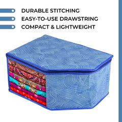 Heart Home Blouse Cover | Clothes Storage Bag | Zipper Wardrobe Organizers | Non-Woven Clothes Organiser | Side Transparent Blouse Organizer | Lahariya-Design | Pack of 6 | Blue
