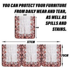 Heart Home Sofa Cover | 3+1 Seater Sofa Slip Cover Set | Brown Flower Sofa Cover | Velvet Couch Cover | Sofa Slipcover Set | Sofa Cover for Living Room | Cream