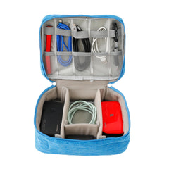 Homestic Travel Organizer For Electronic Accessories|Multipurpose Pouch|Adapter, Cable, Gadget Organizer|Two Comparment With Zipper|Great For Traveling (Blue)