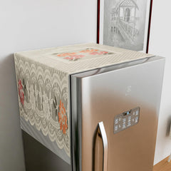 Kuber Industries Fridge Top Cover | Household Refrigerator Cover | Refrigerator Top Cover for Kitchen | Refrigerator Top Protector | Net Jhalar Fridge Top Cover | Cream
