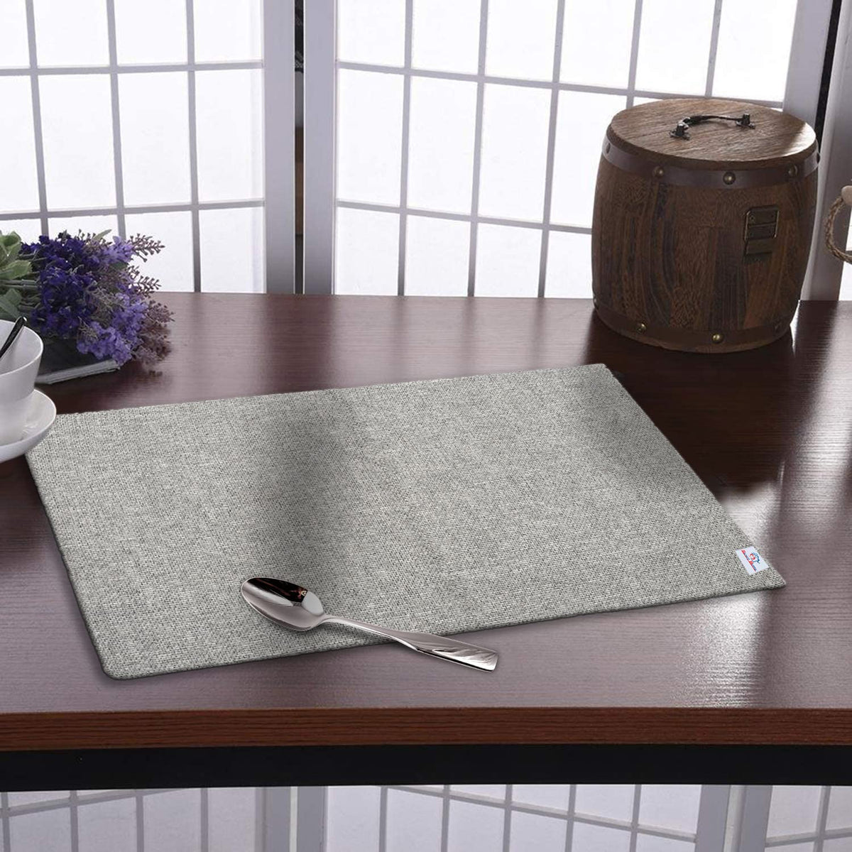 Heart Home Multiuses Jute Table Placemat for Kitchen, Dining Table Set of 6 (Grey)