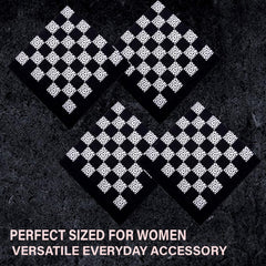 Kuber Industries Handkerchief | Premium Cotton Fabric | Women's Handkerchief | Ladies Rumal | Women's Hankies | Hankies for Girls | Check Print Hanky | 6 Piece Set | Extra Large | Black