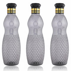 Heart Home Water Bottle | Plastic Water Bottle for Fridge | Water Bottle for Kitchen | Ideal for Restaurant | Water Bottle for Refrigerator | Dolphine Bottle | 1 LTR | Pack of 3 | Black