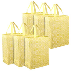 Kuber Industries Shopping Handbag | Grocery Handbag | Shopping Bag | Grocery Shopping Bag | Reusable Shopping Bags | Vegetable Bag | Check-Kalash Carry Bag | Pack of 6 | Yellow