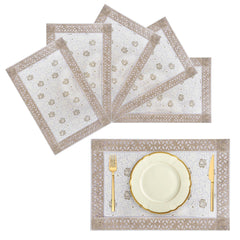 Heart Home Placemat | Placemats for Dining Room | Desginer Table Mat Set | Placemats for Kitchen Table | Dining Table Mats | Gulab Maiva Placemat | 6 Piece Set | Cream