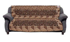 Fun Homes Flower Print 6 Piece Velvet 5 Seater Sofa Cover Use Both Side,Living Room,Drawing Room,Bedroom,Guest Room - Brown, Standard (FSHOME011148)
