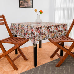 Heart Home Table Cover | Dining Table Cover | Center Table Cover | Reversable Table Cover for Kitchen Table | Gulab Design Table Cover for Hall Décor | 54x54 Inch | White