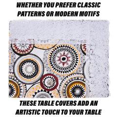 Heart Home Dining Table Cover | PVC Table Cloth Cover | 6 Seater Table Cloth | Rangoli Table Cover | Table Protector | Table Cover for Dining Table | 60x90 Inch | DTC | White