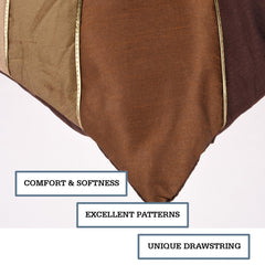 Kuber Industries Cushion Cover | Pillow Covers for Sofa | Throw Cushion Cover | Dupion Polyester Cushion Covers | Cream Patang Wire Cushion Covers | Set of 5 | 16 Inch | Brown