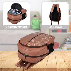 Heart Home Backpack | School Backpack for Kids | Collage Backpack | School Bag for Boys & Girls | 3 Compartments Mini Backpack | Half Print School Bag | Beige