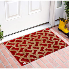 Heart Home Soft, Lightweigth, Washable, Non Slip Doormat Entrance Rug Dirt Trapper Mat Shoes Scraper for Entry, Patio, Porch- Pack of 2 (Red)
