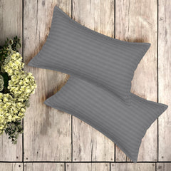 Kuber Industries Double Bedsheet with 2 Pillow Covers | 144 TC Glace Cotton Bedsheet | Satin Striped Bedsheet for Home | Hotel | Bedroom | 90x100 Inch | Gray