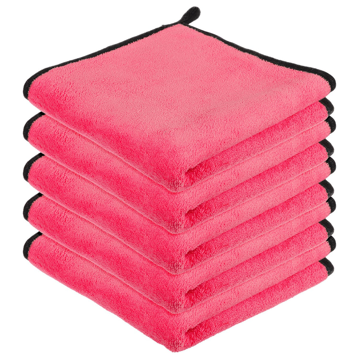 Kuber Industries Cleaning Towel | Reusable Cleaning Cloths for Kitchen | Duster Towel for Home Cleaning | 400 GSM Cleaning Cloth Towel with Hanging Loop | 40x40 | Pack of 5 | Pink