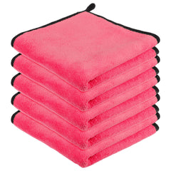 Kuber Industries Cleaning Towel | Reusable Cleaning Cloths for Kitchen | Duster Towel for Home Cleaning | 400 GSM Cleaning Cloth Towel with Hanging Loop | 40x40 | Pack of 5 | Pink