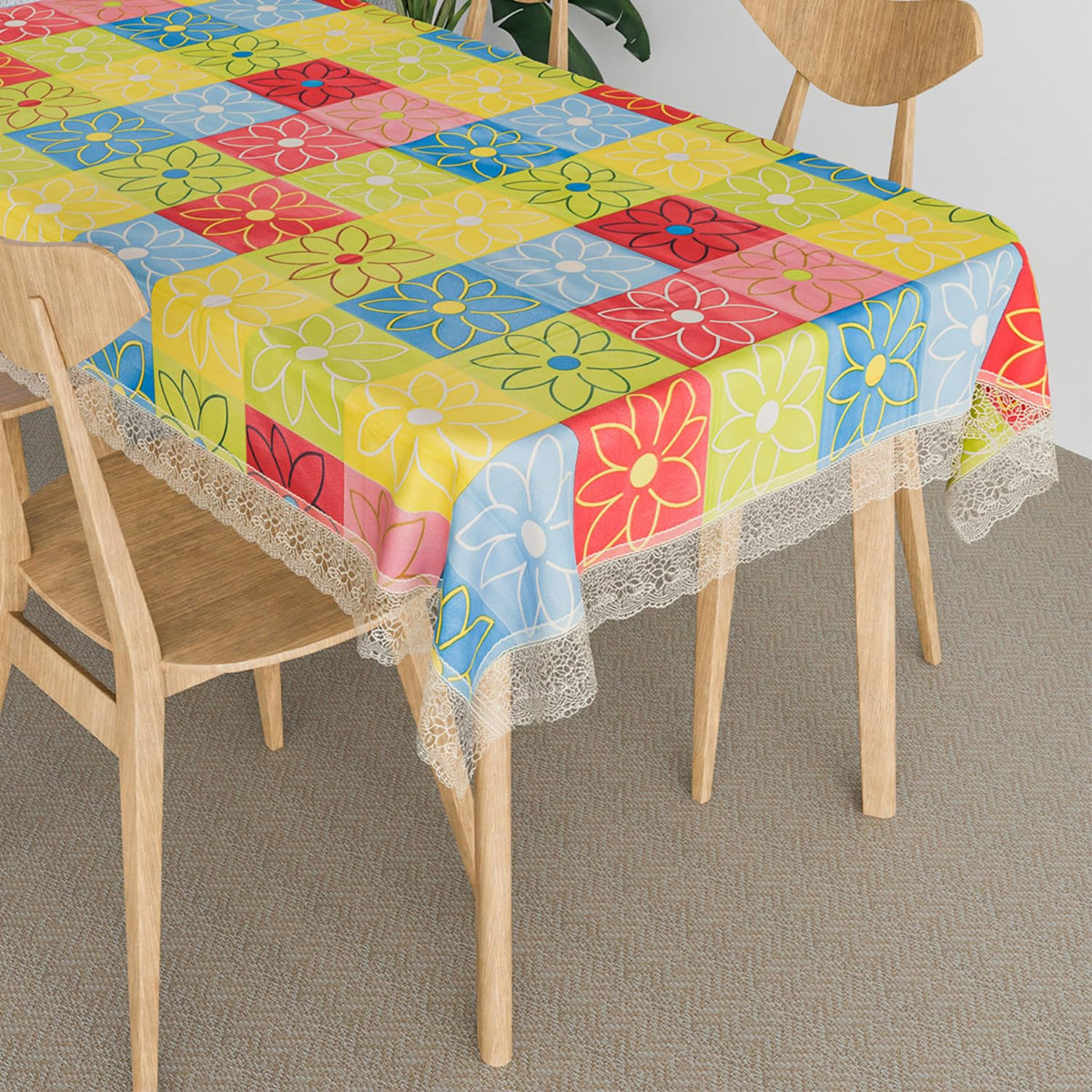 Heart Home Dining Table Cover | Kitchen Dining Tablecloth | 8 Seater Dining Table Cover | Dining Table Cover for Hall Décor | Check Kitchen Tablecloth | 60x108 | Yellow