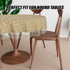 Heart Home Round Table Cover | Table Cloth for Round Tables | 4 Seater Round Table Cloth | Carry Round Kitchen Dining Tablecloth | Tabletop Cover | 60 Inch | Golden