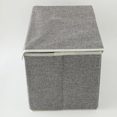 Kuber Industries Small Storage Box With Lid|Foldable Toys Storage Bin|Wardrobe Organizer For clothes|Front Handle & Sturdy Pack Of-2 (Grey)