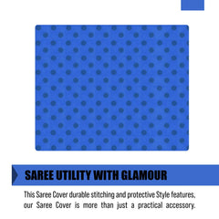 Heart Home Saree Cover | Clothes Storage Bag | Single Packing Saree with Zip Closure | Wardrobe Organizer | Cloth Stoarge Organizer | Dot Design | Pack of 24 | Blue