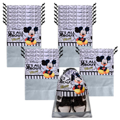 Heart Home Disney Mickey Shoe Cover | Travel Shoe Storage Bags | Polyester Storage Bag | Drawstring Shoe Cover | Shoe Organizer with Clear window | Pack of 18 | Gray