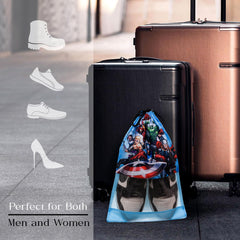 Heart Home Marvel Avengers Shoe Cover | Travel Shoe Storage Bags | Polyester Storage Bag | Drawstring Shoe Cover | Shoe Organizer with Clear window | Pack of 12 | Sky Blue