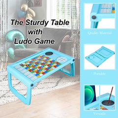Heart Home Study Table | Study Bed Table for Kids | Foldable Study Table | Ludo Game Table for Kids | Laptop Support Table | Kids Gaming Study Ludo Table with Bottle Holder | Green