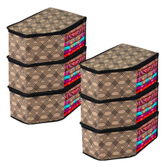 Heart Home Blouse Cover | Clothes Storage Bag | Zipper Wardrobe Organizers | Non-Woven Clothes Organiser | Side Transparent Blouse Organizer | Honeycomb-Design | Pack of 6 | Coffee