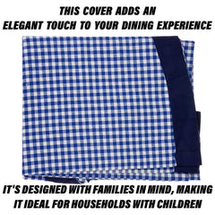 Heart Home Round Table Cover | Cotton Table Cloth for Round Tables | 4 Seater Round Table Cloth | Barik Check Kitchen Dining Tablecloth | Tabletop Cover | 60 Inch | Blue