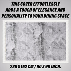 Heart Home Dining Table Cover | PVC Table Cloth Cover | 6 Seater Table Cloth | Marble Table Cover | Table Protector | Table Cover for Dining Table | 60x90 Inch | DTC | Gray