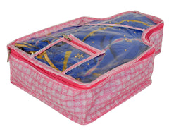 Kuber Industries Check Printed Transparent Blouse Cover Wardrobe Organiser Clothes Storage Bag With 1 Small Pocket (Set of 3,Pink)-HS_38_KUBMART21421