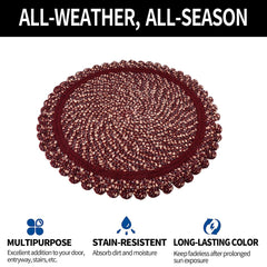 Heart Home Door Mat | Round Shape Feather Door Mat | Cotton Reversible Mat | Door Mat for Kitchen | Door Mat for Home | 20 Inch | Large | Maroon