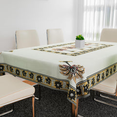 Heart Home Dining Table Cover | Tabletop Cover | Table Buffet Cover | Table Linen Cover | 6-Seater Table Cloth | Table Cloth Cover | Brown Tree | DTC | 60x90 Inch | White