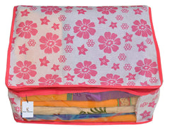 Kuber Industries 3 Piece Non Woven Saree Cover Set, Pink (NEWS01)