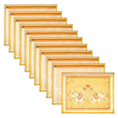 Heart Home Saree Cover | Clothes Storage Bag | Single Packing Saree with Zip Closure | Wardrobe Organizer | Cloth Stoarge Organizer | Elephant Design | Pack of 12 | Cream