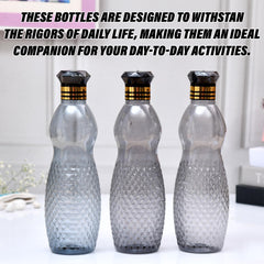 Heart Home Water Bottle | Plastic Water Bottle for Fridge | Water Bottle for Kitchen | Ideal for Restaurant | Water Bottle for Refrigerator | Dolphine Bottle | 1 LTR | Pack of 3 | Black