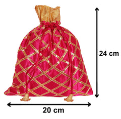 Kuber Industries Jute Potli Bags for Return Gifts with Drawstring|Pack of 6 (Red & Orange & Pink)