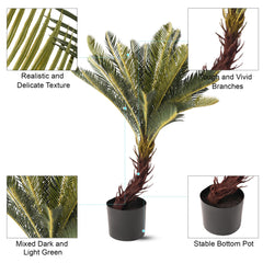Kuber Industries Sago Cycas Artificial Tree | 80 CM Palm Tree | 24 Leaves Faux Plant for Home Décor | Majesty Palm Plant with Pot | Plastic | FH-ST80 | Green