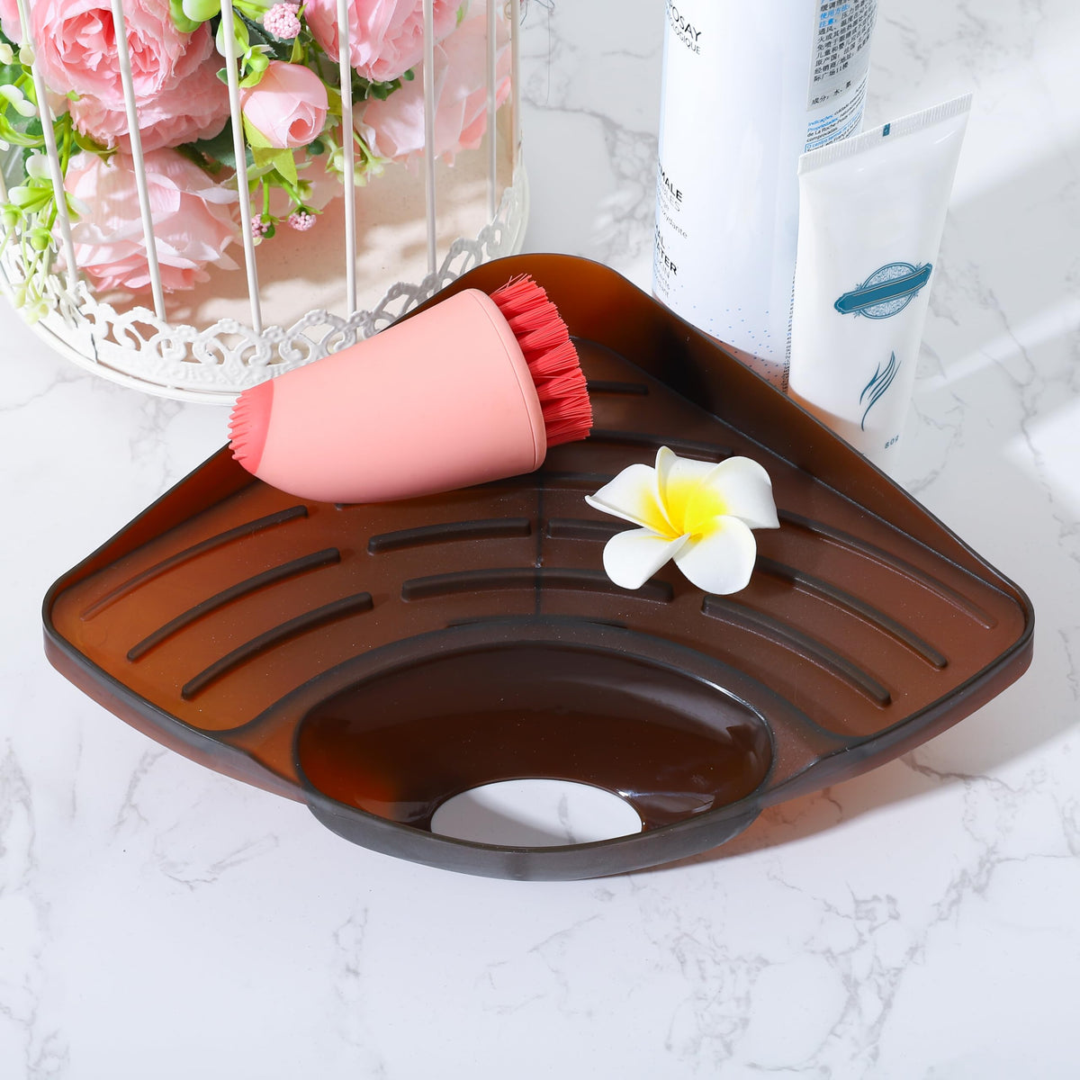 Homestic Pack of 2 Kitchen Sink Stand | Food Strainer Stand for Kitchen | Vegetable-Fruit Drainer Holder | Sink Stopper Shifter for Kitchen | Multipupose Kitchen Sink Stand | TM15007BR | Brown