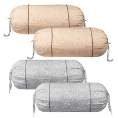 Kuber Industries Bolster Covers | Cotton Bolster Cover Set | Diwan Bolster Cover Set | Bolster Pillow Cover | Khakhi Printed Masand Cover | 16x32 Inch | Pack of 4 | Multicolor